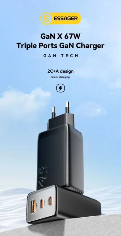 Essager 67W GaN USB Type C Charger For Laptop 45W 25W PD QC 3.0 Fast Charge For Macbook Xiaomi Samsung Iphone14 13 Phone Chagers - Image 15