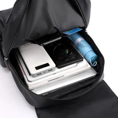 Large Capacity Soft PU Leather Backpack for Casual Business Travel - Image 4