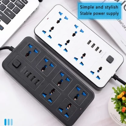 Universal USB Power Outlet Multi Plugs EU US UK Outlet Power Strip With Extension Cord Type C Port Charge Electrical Socket Home - Image 3