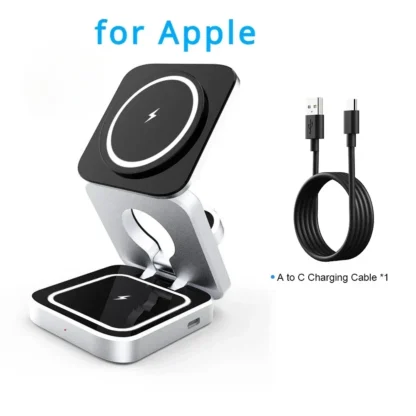 Travel Magnetic Wireless Charging Station 3 in 1 for IPhone 15 14 13 12 Pro/Max,Apple Watch 8, AirPods 3/2,Foldable Phone Hold - Image 8