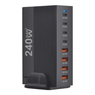 240W Desktop GaN Charger 8-port USB Type C PD Fast Multiple Usb Mobile Phone Quick Charger For Iphone 16/15/14 Samsung Xiaomi