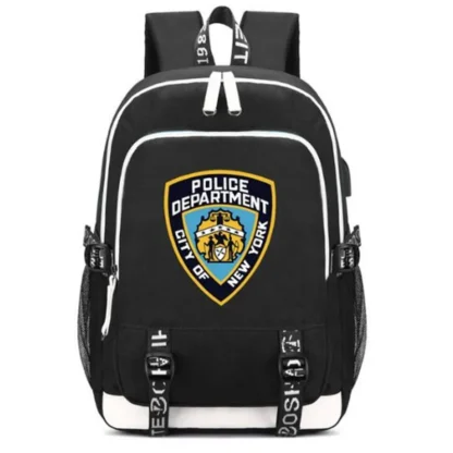 New York City Police Department Rucksack Bag w/ USB Fashion Port and Lock Teenagers Student School travel Shoulder Laptop Bag - Image 8