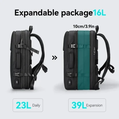 MARK RYDEN Large Travel Backpack Men Multi-functional 39L Expandable Airline Approved 17.3inch Laptop Backpack Ykk Zipper - Image 3