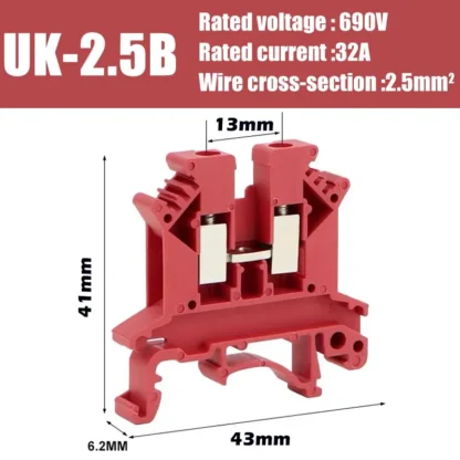 20/50/100Pcs UK - 2.5B Din Rail Terminal Block Electrical Conductor Universal Screw Connection Terminal Strip 2.5mm² - Image 13