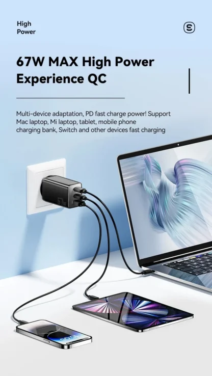 Essager 67W GaN USB Type C Charger For Laptop 45W 25W PD QC 3.0 Fast Charge For Macbook Xiaomi Samsung Iphone14 13 Phone Chagers - Image 18