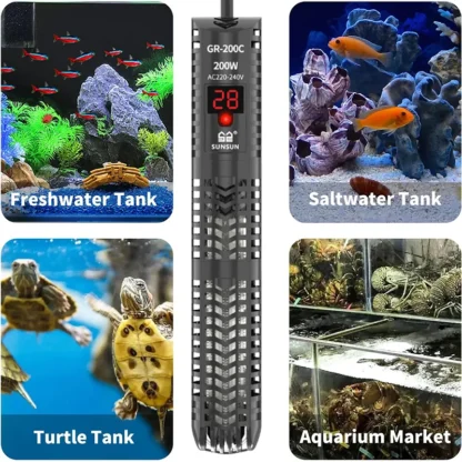 SUNSUN Fish Tank Digital Heating Rod Aquarium Submersible Heater 500W Adjustable Temperature Thermostat LCD Display Fish Farming - Image 5