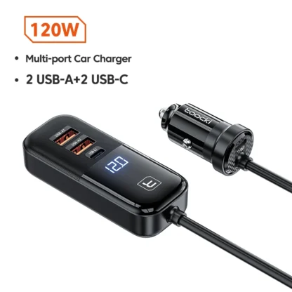 Toocki 120W PD Car Charger Quick Charger QC 3.0 PD 3.0 For iPhone 14 Samsung S23 Ultra Type-C Charger Portable USB Phone Charger - Image 7