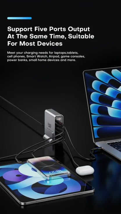 ASOMETECH 140W GaN USB Type C Fast Charger Multiple Ports QC4.0 PD Quick Charger For Macbook Laptop Tablet iPhone 14 Samsung S23 - Image 16