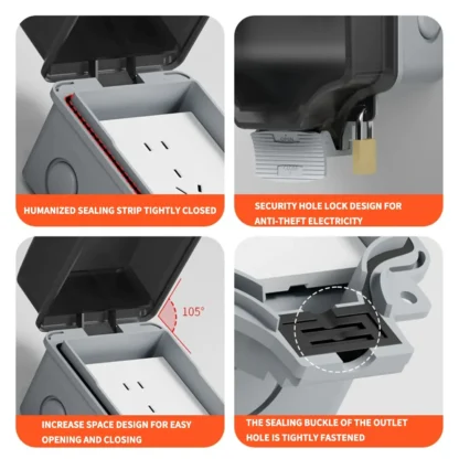 EU/TH/UK/UN/US Outdoor Power Socket Industrial Grade Waterproof IP66 Plastic Junction Box Panel Wall Mount Connector - Image 5