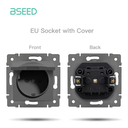 BSEED 1/2Gang 1/2Way Wall Button Switch Part Wall EU Socket Module Part Glass Frame Only Switch Socket DIY Function Part - Image 17
