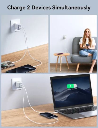 Joyroom 30W USB C Wall Charger Dual Port PD Fast Charger Adapter 2-in-1 for iPhone 16/15/14 Pro Max Type C Charging for Samsung - Image 11