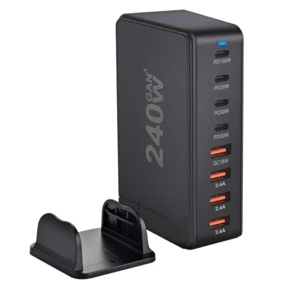 240W Desktop Charging Station  4 USB Type C USB Type A Charger 8 Ports For iPhone15 PD Fast Charger For Laptop Tablet - Image 2