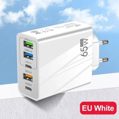 65W GaN USB Fast Charger Multi Ports Type C Quick Charge Wall Charger For iPhone 15 Samsung Xiaomi USB PD Phone Charger Adapter - Image 8