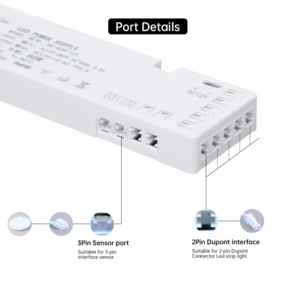 24W-200W LED Cabinet Light Transformer Power Supply AC220V to DC12V/24V with 7/9/10x DuPont Ports for Integrated Lighting - Image 4