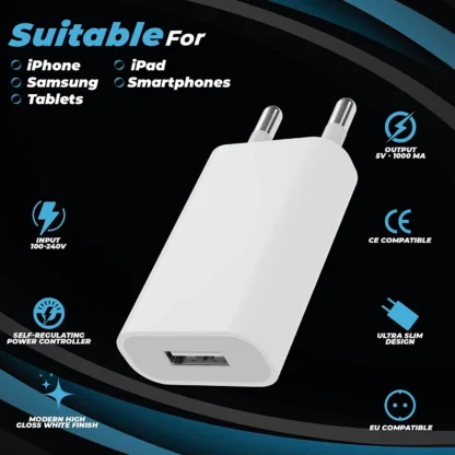1/5/10pcs Plugs USB Wall Adapter Charger 5W Slim Charging Plug Power Supply 5V 1A Power Plug Adapter Socket Adapter for iPhone - Image 10
