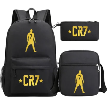 Football Ronaldo CR7 Backpack 3pcs/set School Bags for Girls Boy Laptop Travel Knapsack Women Rucksack Shoulder Bags Pen Case - Image 8
