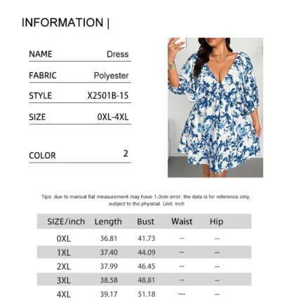 Plus Size V-Neck Romantic Floral Print Resort Dress with Small Flowers Elegant Suitable for Travel - Image 8