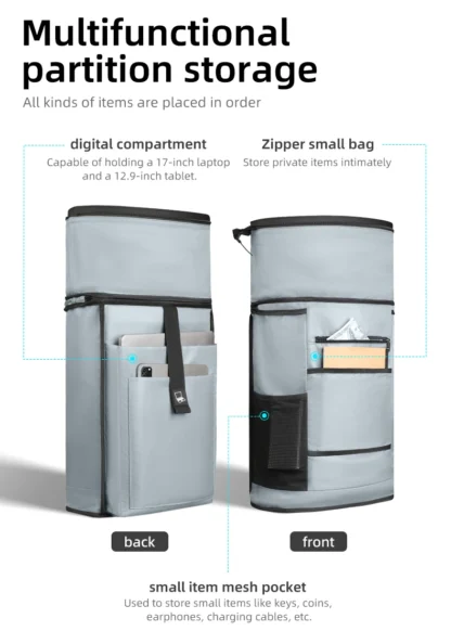 HK Waterproof Roll-Top Backpack for Men Large Capacity Expandable 17 Inch Laptop Bag Leisure Travel Backpack Hiking Camping Bags - Image 15