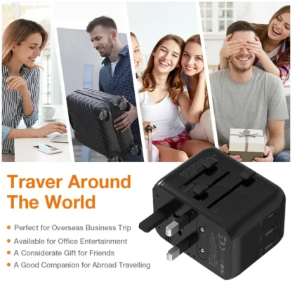 2025 All in One Universal International Travel Adapter 2 USB Port World Travel AC Power Charger Adapter AU US UK EU Converter - Image 6