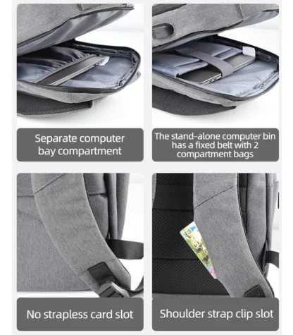 40L Laptop Backpack Durable 17 Inch for Men Women with USB Charger Port & Luggage Sleeve Sturdy College Rucksack Bag For Macbook - Image 28