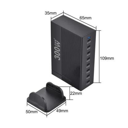 New Style 300W Gan C Fast Charger PD100W Vertical Stripe 8-port Charging station HUB Fast Compact GAN charger power adapter - Image 13