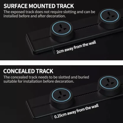 40cm 50cm Track Socket Wall Power Rail Movable Sockets High End Home Appliance Power 8000W EU US UK Standard USB Type c Ports - Image 3