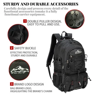 Outdoor hiking bag, men's and women's 60L large capacity backpack, fashionable leisure travel backpack, lightweight sports bag