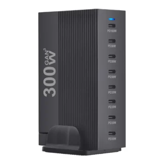 New Style 300W Gan C Fast Charger PD100W Vertical Stripe 8-port Charging station HUB Fast Compact GAN charger power adapter