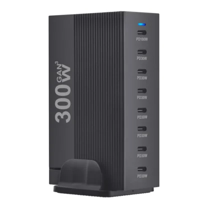 New Style 300W Gan C Fast Charger PD100W Vertical Stripe 8-port Charging station HUB Fast Compact GAN charger power adapter