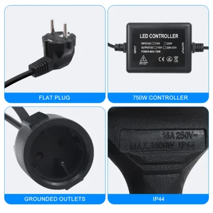 AC 110V 220V 240V LED Dimmable Controller 750W Christmas Outdoor String Lights Bulb Adjust Bright 23Keys Remote EU US UK AU Kit - Image 3