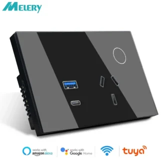 Melery Tuya Wall Socket WIFI Smart Australia Plug USB TYPE-C PD 30W  Argentina Outlet Power Touch Remote by Alexa Google Home