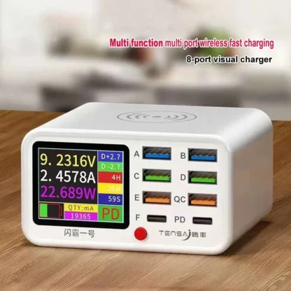 Multi functional 8-port USB Wireless Fast Charging Station Visual Current Detection Charger For Mobile Phone iPad Flash Charging - Image 3