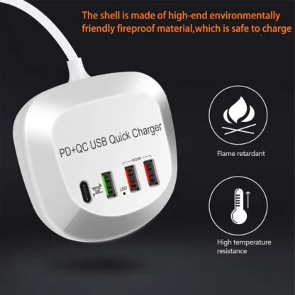 QC3.0 USB Charger With LCD Display 4 Ports Desktop Mobile Phone Charger Smart Fast Charging for Smart Phones Tablet PC - Image 5