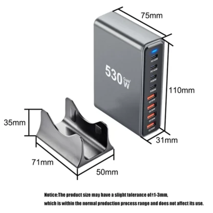 530W GaN USB Charger 8 Ports Desktop Charging Station PD3.1 QC3.0 USB Type C Fast Charge For iPhone 15 14/Samsung/Xiaomi MacBook - Image 14