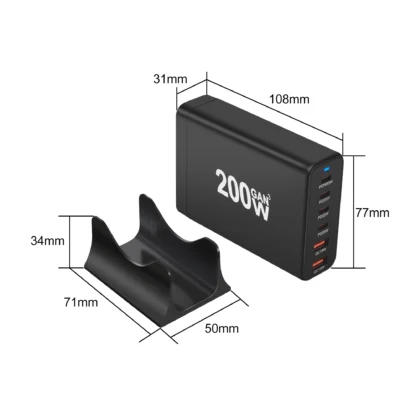 200W GaN Charger 6 Ports USB Type C PD Charger Quick Charge 3.0 USB Type C Quick Charger Mobile Phone USB Charger - Image 16