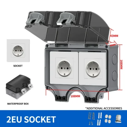 EU/TH/UK/UN/US Outdoor Power Socket Industrial Grade Waterproof IP66 Plastic Junction Box Panel Wall Mount Connector - Image 15