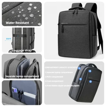 40L Laptop Backpack Durable 17 Inch for Men Women with USB Charger Port & Luggage Sleeve Sturdy College Rucksack Bag For Macbook - Image 4
