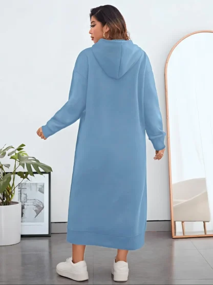 Plus Size Casual Dress, Fitted Knitting Fabric for Fall & Winter, Modest Style for Ages 12 and Up - Image 2