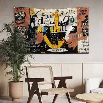 Art Graffiti J-Jean-M-Michel B-BasquiatS Flag Polyester Digital Printing Banner for Wall Art Out Door Decoration With Grommets - Image 19