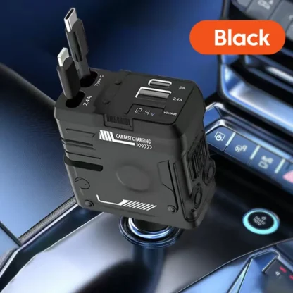 4-in-1 120W Retractable Car Charger Super Fast Charging Dual Type-C Adapter USB Cigarette Lighter For IPhone 15 Huawei Samsung - Image 11