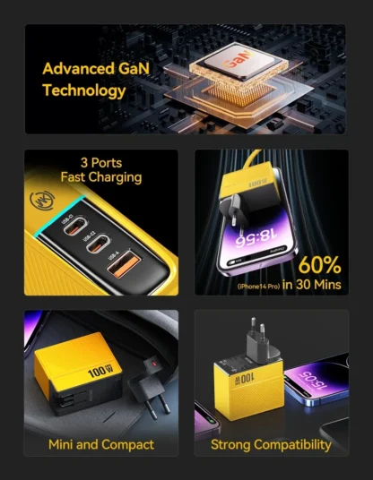 WEKOME GaN 100W Charger High Speed Fast Charging Type C Charger for Xiaomi 13 Samsung s23 ultra iPhone 15 pro max Macbook Pro - Image 20