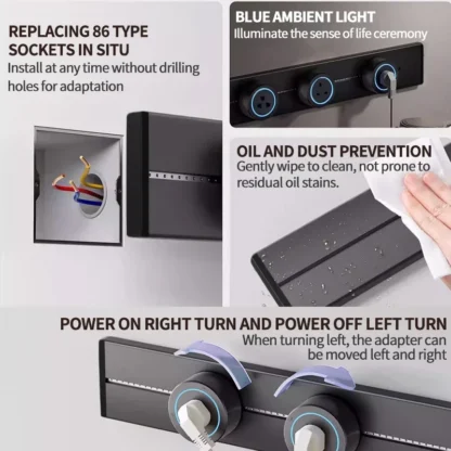 40cm 50cm Track Socket Home Appliances Pop Electric Plug Adapter EU Standard Wall Socket With Usb Embeded And Surface - Image 2