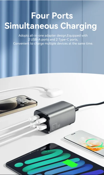 Essager 67W GaN USB C Charger Quick Charge 4.0 QC 3.0 PD USB-C Type C  Desktop Fast Charger For MacBook Samsung iPhone 15 Laptop - Image 14