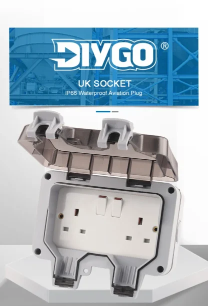 IP66 Waterproof Outdoor Box Wall Socket 13A Double Switch Power Outlet Universal / UK With USB Charging Port DIY GO - Image 17