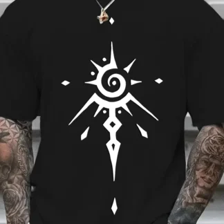 Camiseta de manga corta con cuello redondo para hombre, 100% de algodón puro, informal, holgada, con estampado creativo deportiv