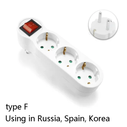 Euro EU Extend Socket With ON/OFF Switch 4.8mm 2 Pin European Standard Grounding Schuko Socket Power Extension Plug Converter - Image 9