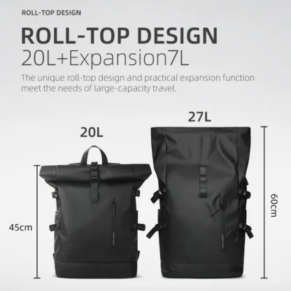 HK Expandable Travel Backpack Men Large Capacity Waterproof 15.6” Laptop Bag Hiking Rucksack Cycling Daypack Bag with USB Port - Image 5