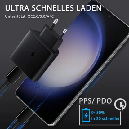 45W USB C Fast Charger, 2-Pack Wall Charger with 2m Type-C Charging Cable for Galaxy S24 S23 S22 S21Ultra/Note 10/20 - Image 6