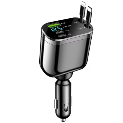UYUXIO Retractable USB C Car Charger 66W Super Fast Charging Adapter with Cable Voltage Display for iPhone 16 15 14 13 Samsung - Image 7