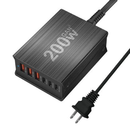 New 200W 6-Port GaN USB C Charger Quick Charge QC PD 3.0 USB C Type C Fast USB Charger, For iPhone 15 14 13 12 Pro - Image 6